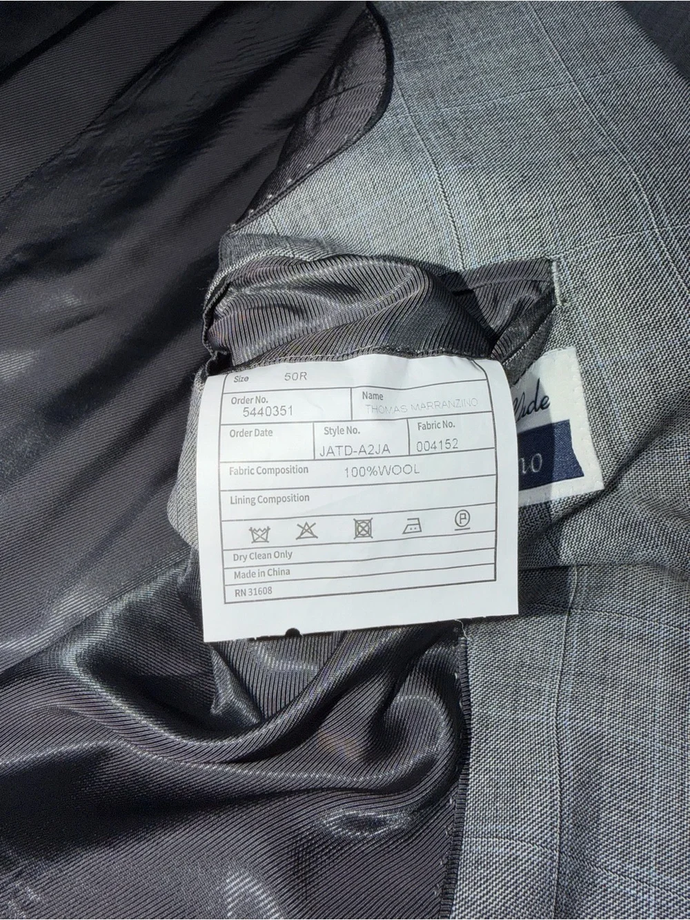 Jos. A. Bank Wool Gray Blue Plaid Two Button Mens Blazer 50R Sport Coat